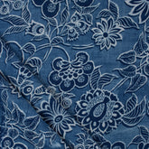 Floral Indigo Blue Hand Block Printed Fabric