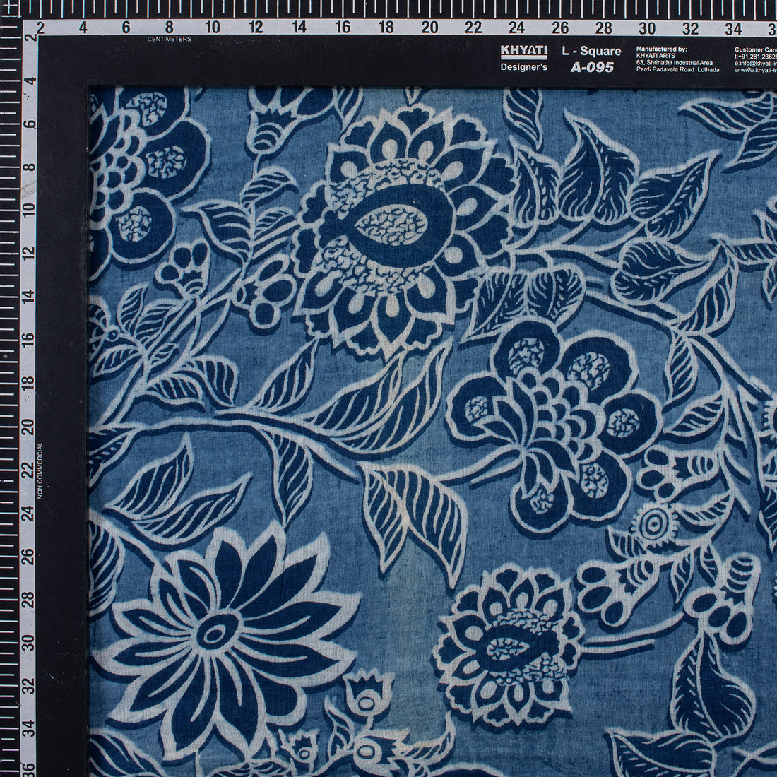 Floral Indigo Blue Hand Block Printed Fabric