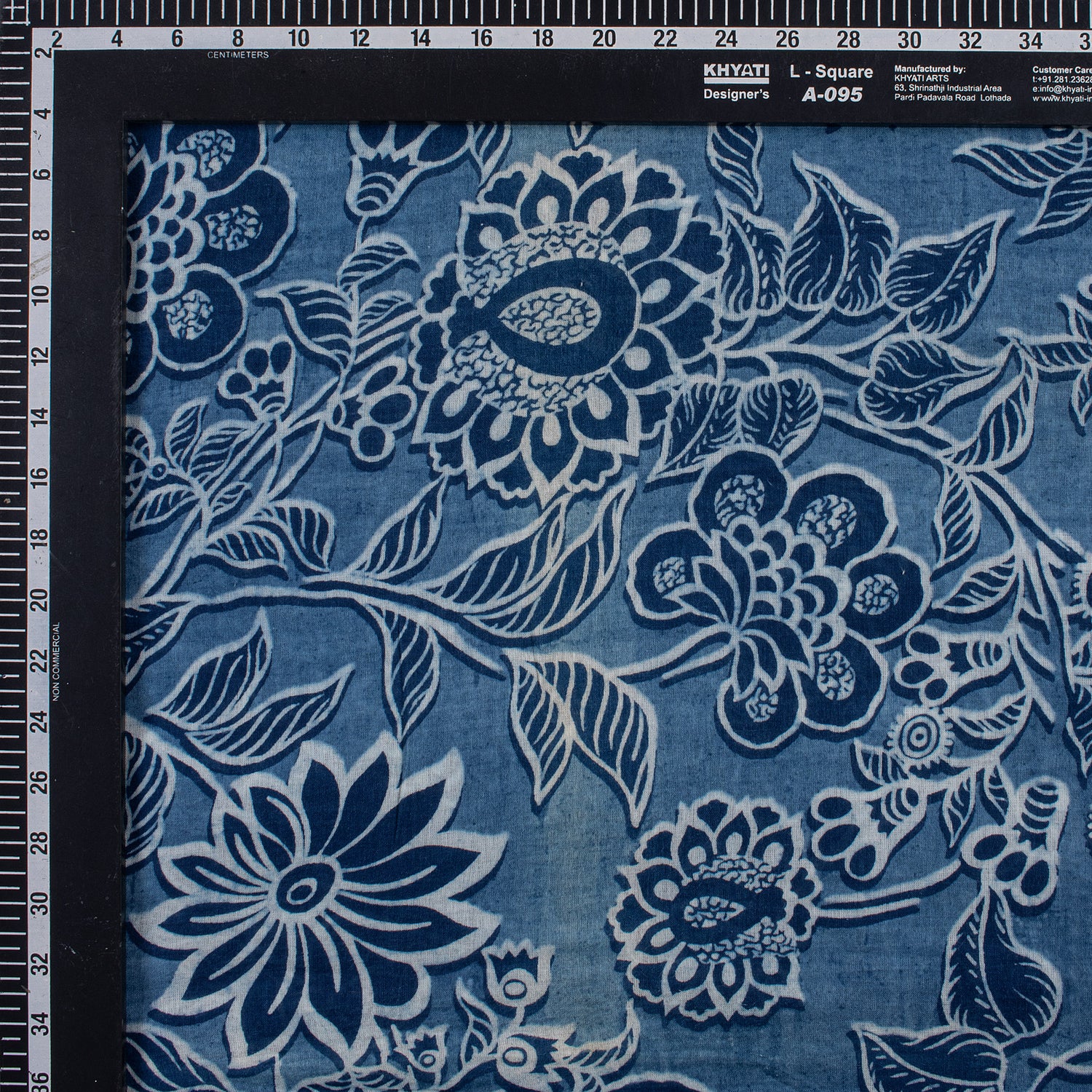 Floral Indigo Blue Hand Block Printed Fabric
