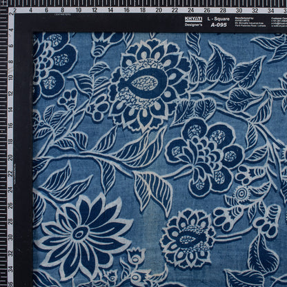 Floral Indigo Blue Hand Block Printed Fabric