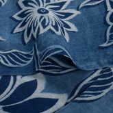 Floral Indigo Blue Hand Block Printed Fabric