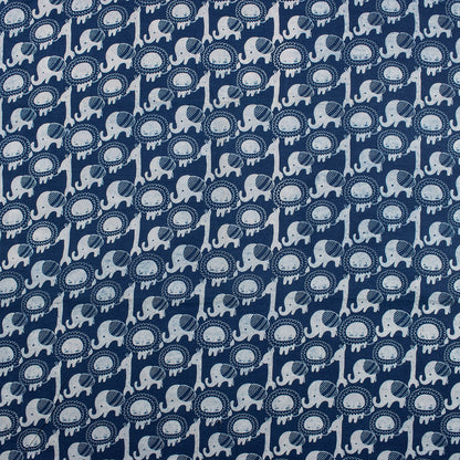 Animal Cotton Indigo Hand Block Printed Fabric
