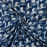 Animal Cotton Indigo Hand Block Printed Fabric