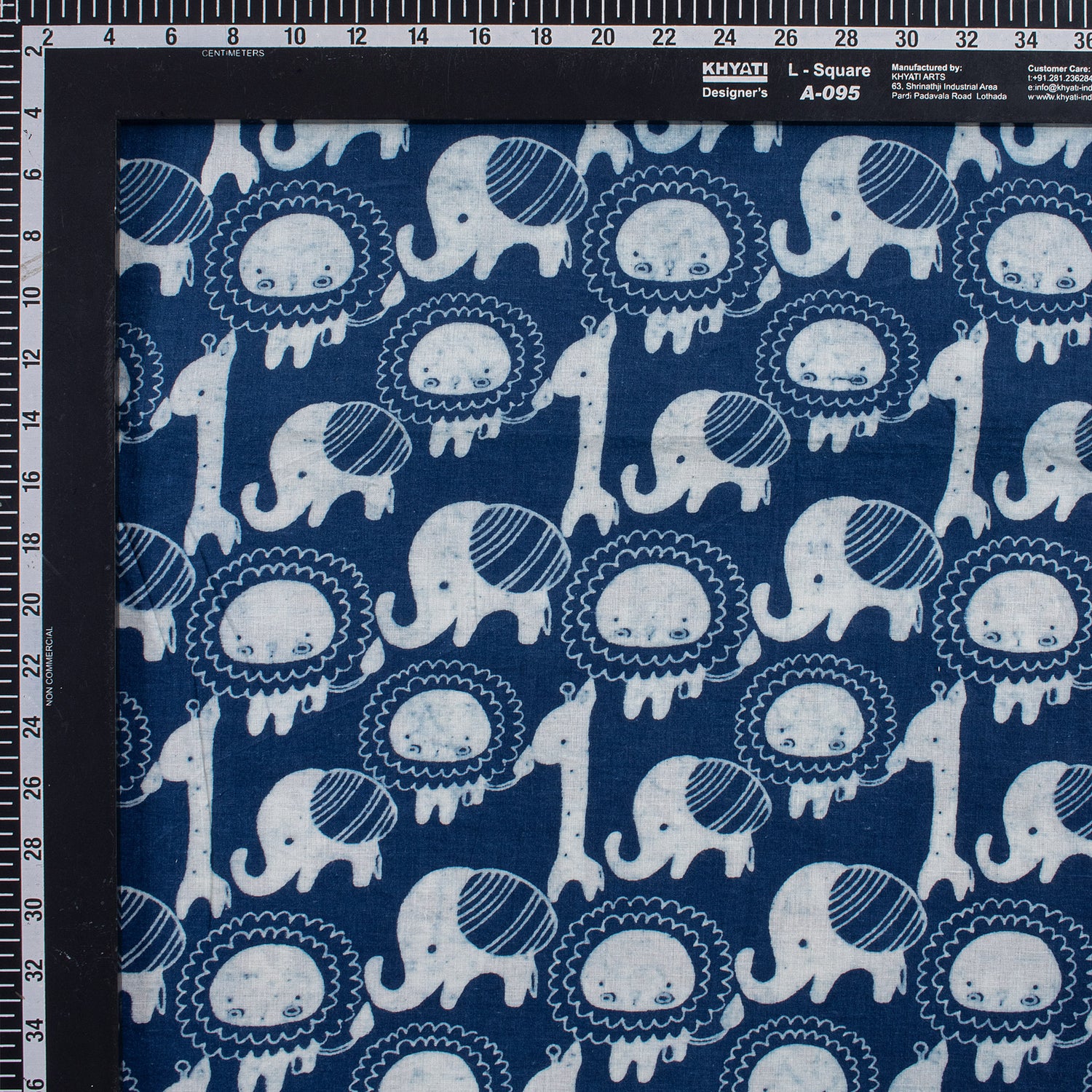 Animal Cotton Indigo Hand Block Printed Fabric