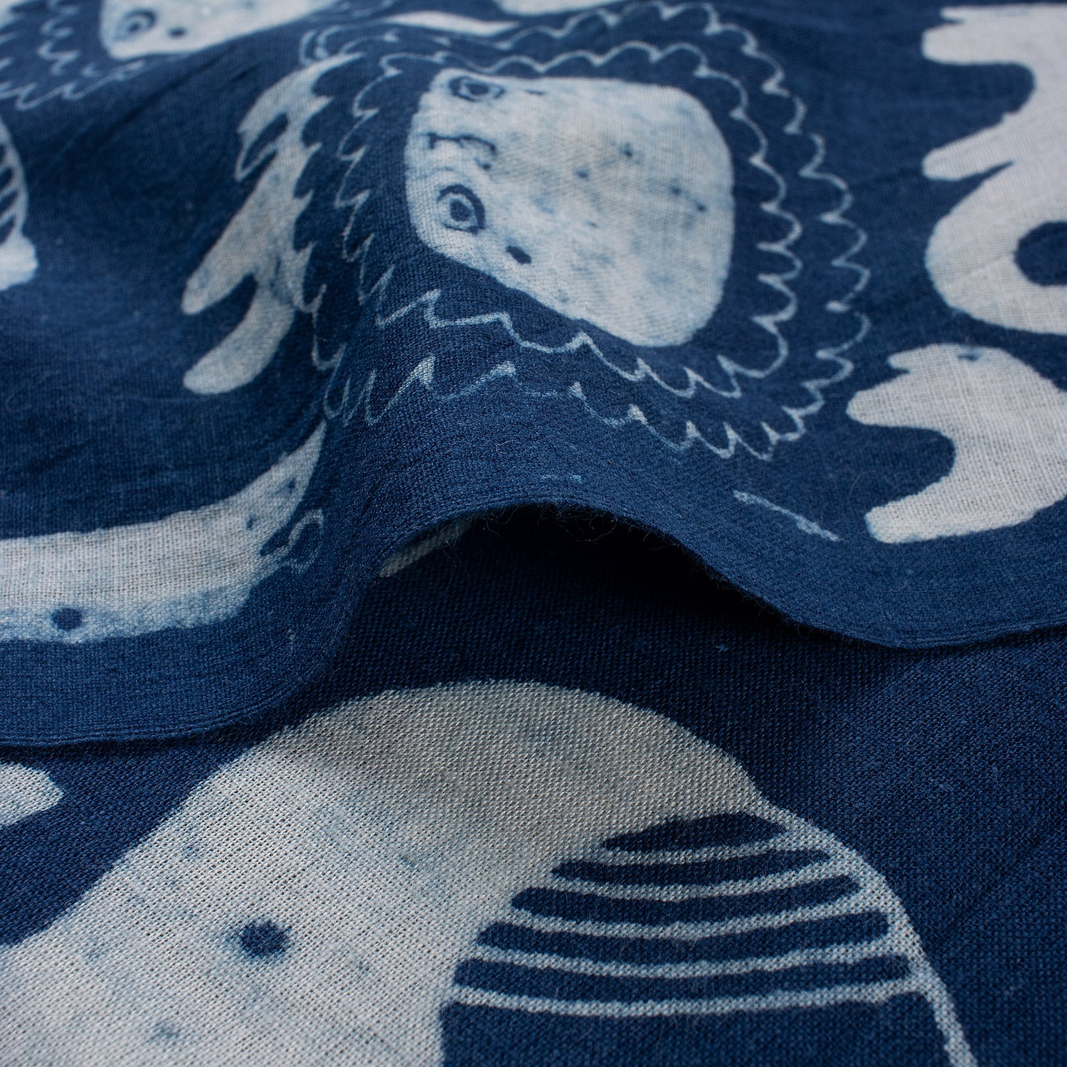 Animal Cotton Indigo Hand Block Printed Fabric