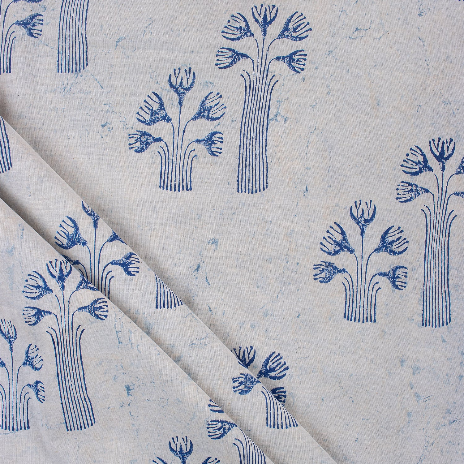 Tree Hand Block Print Indigo Fabric