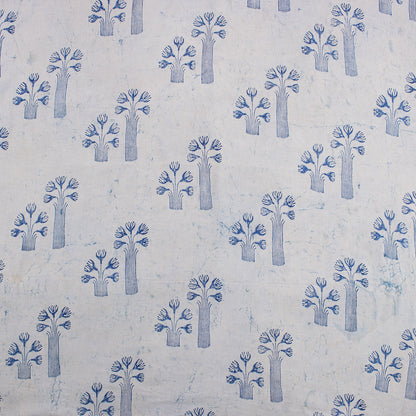 Tree Hand Block Print Indigo Fabric