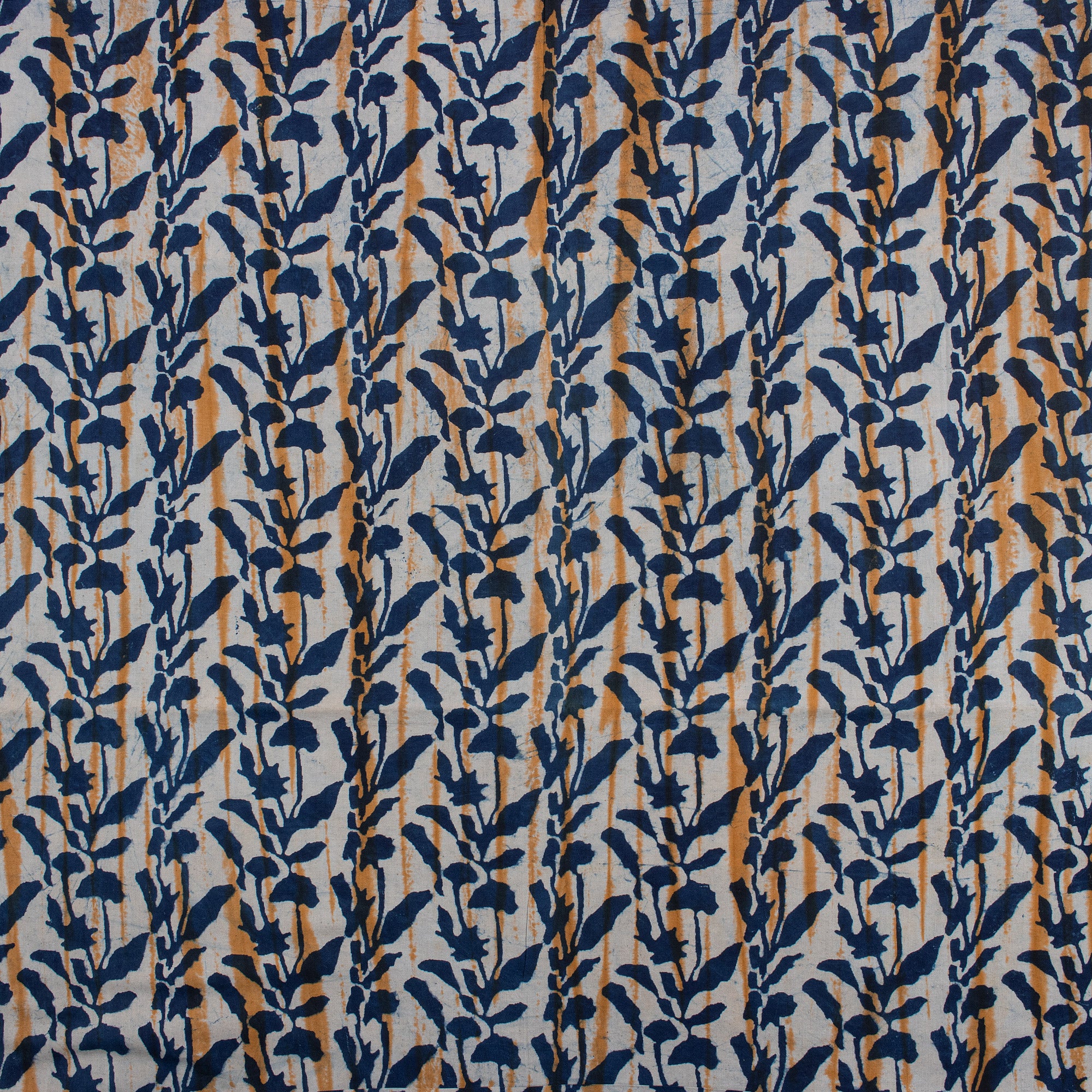 Leaf Hand Block Printed Organic Indigo Fabric Online