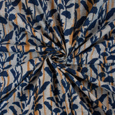 Leaf Hand Block Printed Organic Indigo Fabric Online