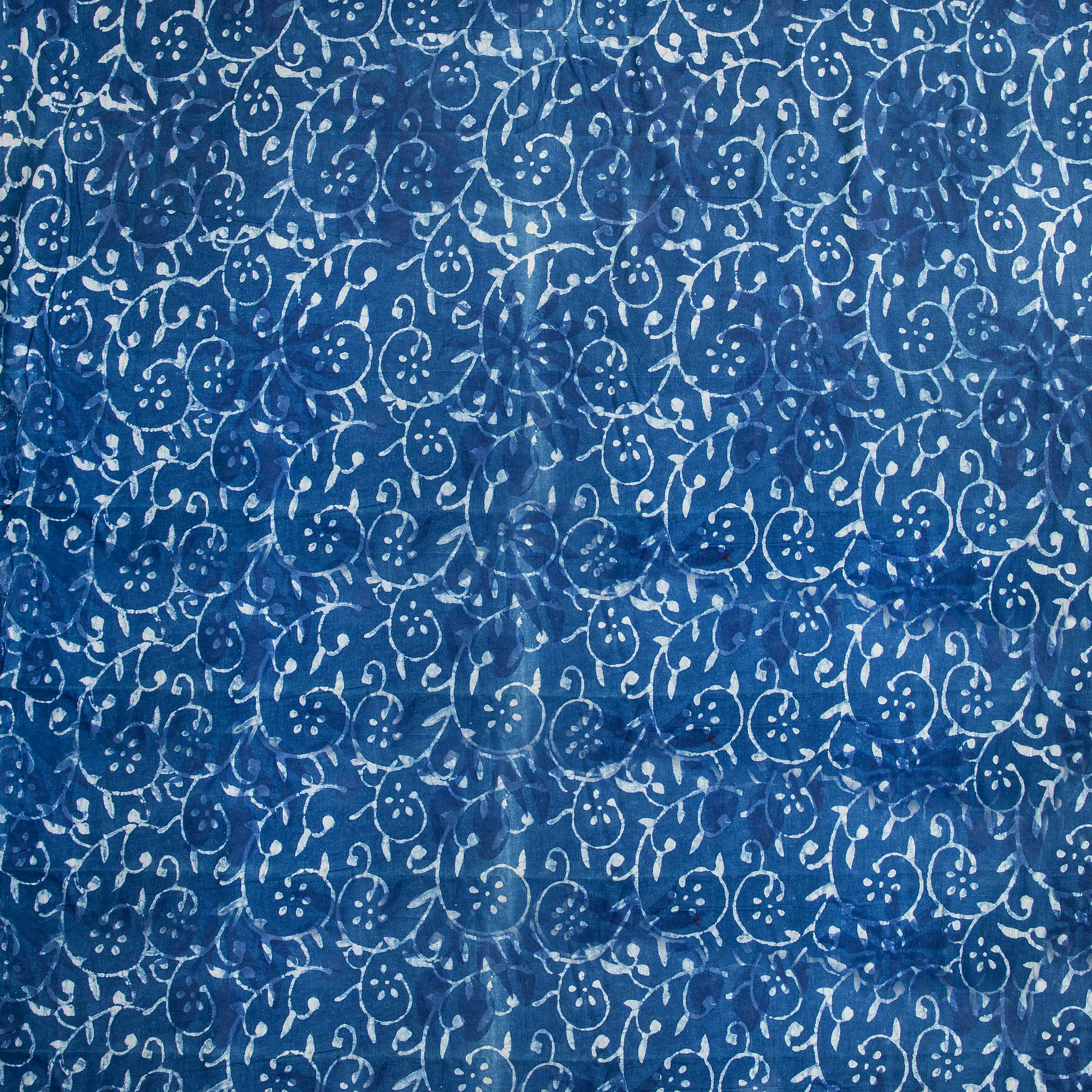 Hand Block Indigo Blue Floral Printed Cotton Fabric