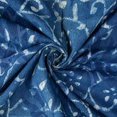 Hand Block Indigo Blue Floral Printed Cotton Fabric