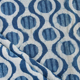 Blue Hand Block Circle Indigo Print Cotton Fabric