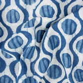 Blue Hand Block Circle Indigo Print Cotton Fabric