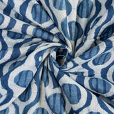 Blue Hand Block Circle Indigo Print Cotton Fabric