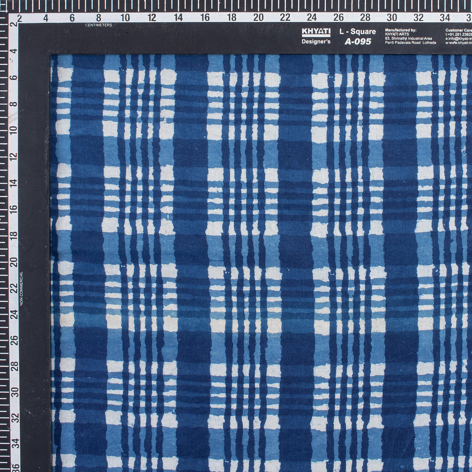 Handmade Indigo Blue Check Printed Cotton Fabric