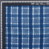 Handmade Indigo Blue Check Printed Cotton Fabric