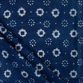 Floral Indigo Blue Hand Block Print Fabric