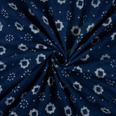 Floral Indigo Blue Hand Block Print Fabric