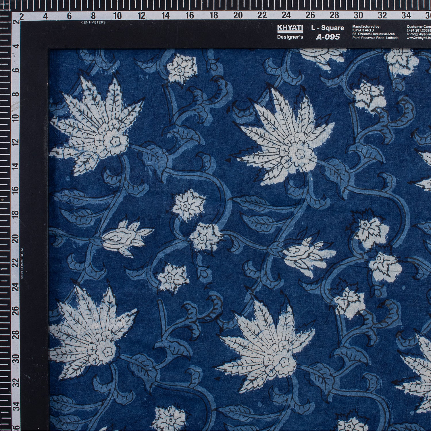 Blue Indigo Dyed Soft Floral Block Printed Fabric