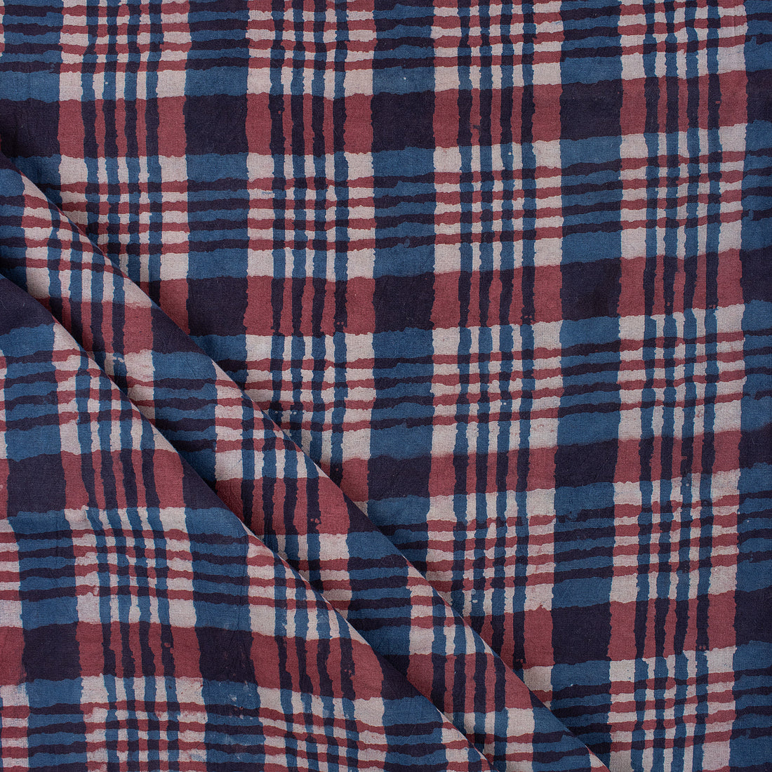 Multicolor Check Block Print Fabric for Dress