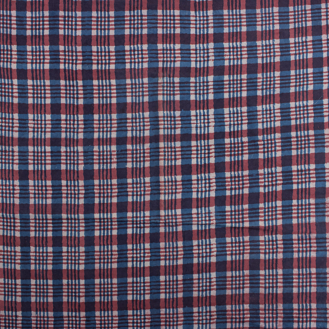 Multicolor Check Block Print Fabric for Dress