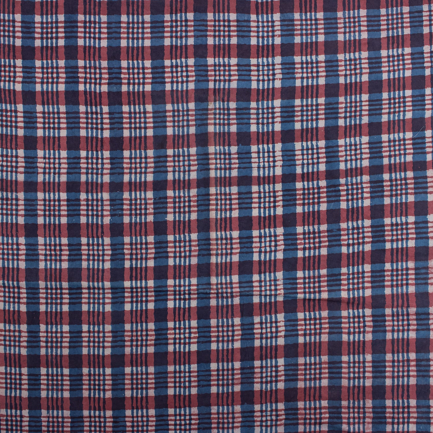 Multicolor Check Block Print Fabric for Dress