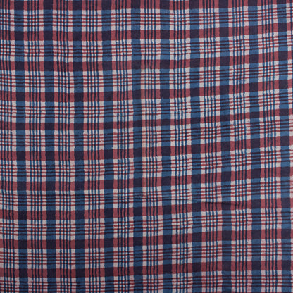 Multicolor Check Block Print Fabric for Dress