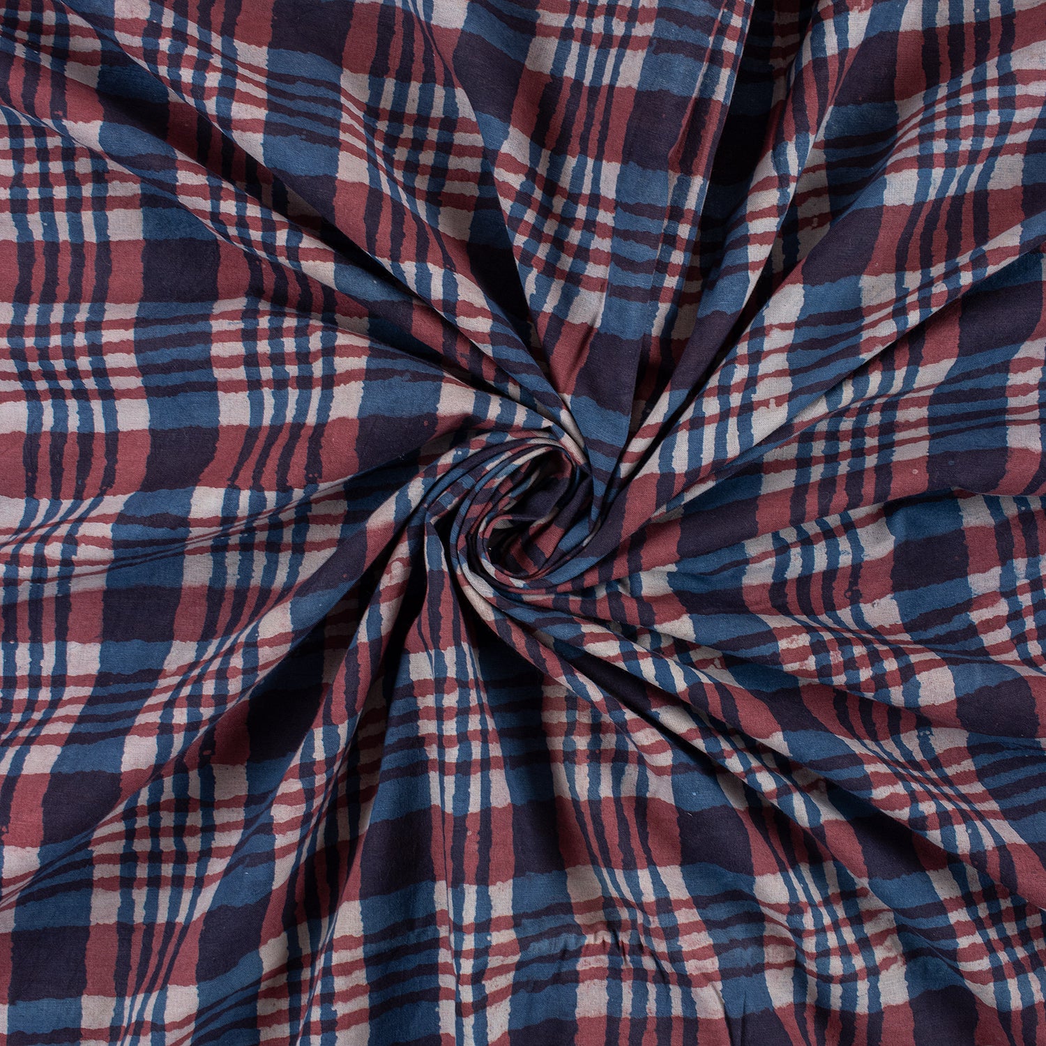 Multicolor Check Block Print Fabric for Dress
