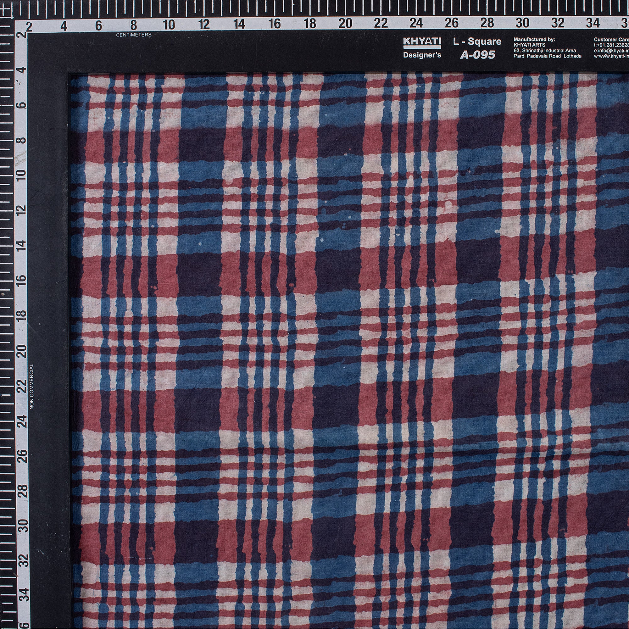 Multicolor Check Block Print Fabric for Dress