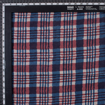 Multicolor Check Block Print Fabric for Dress