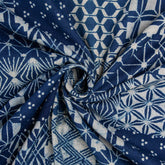 Square Printed Indigo Cotton Fabric Online