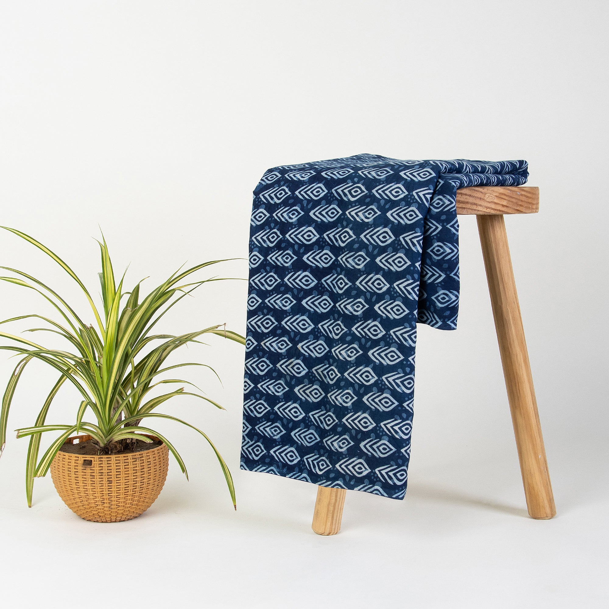 Abstract Indigo Cotton Print Fabric