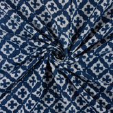 Handmade Blue Floral Printed Indigo Fabric Online in India