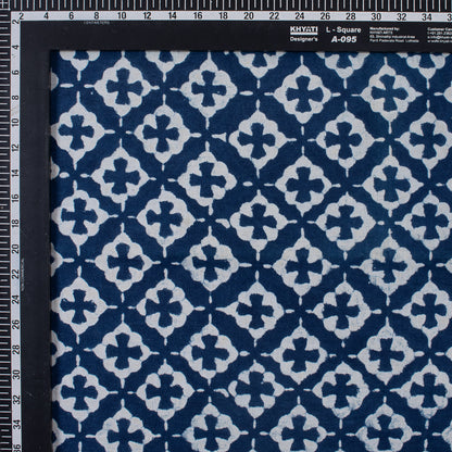 Handmade Blue Floral Printed Indigo Fabric Online in India