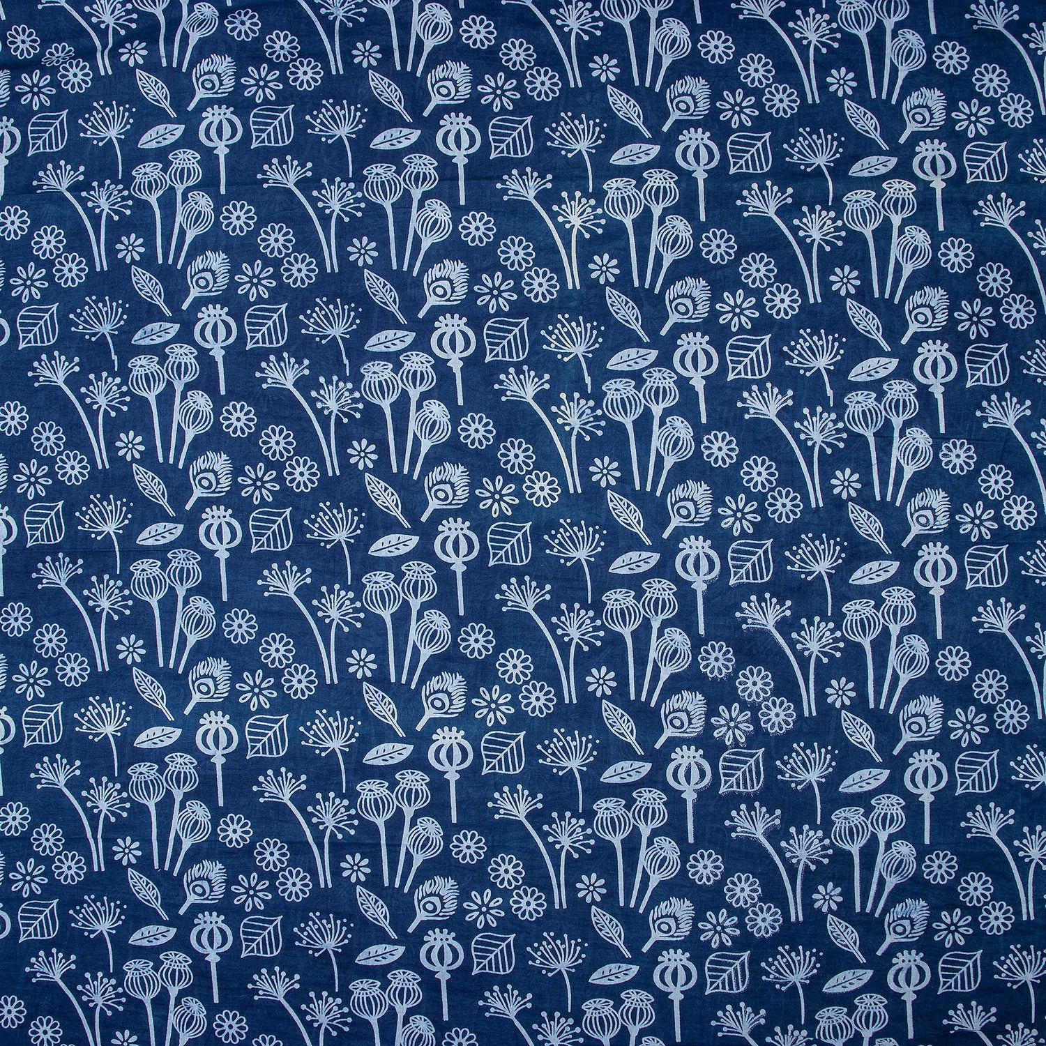 Floral Indigo Block Print Dress Cotton Fabric