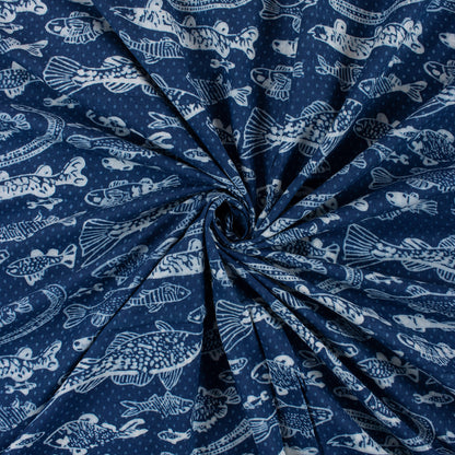 Unique Indigo Blue Block Print Fabric