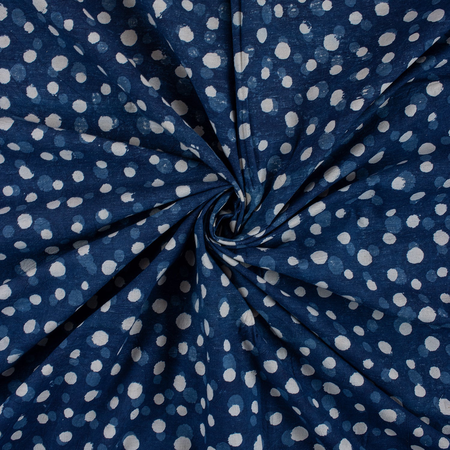 Polka Dots Soft Cotton Indigo Blue Fabric