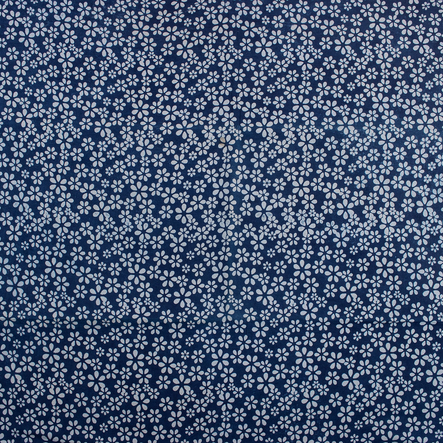 Indigo Blue Floral Hand Block Printed Fabric by Yard