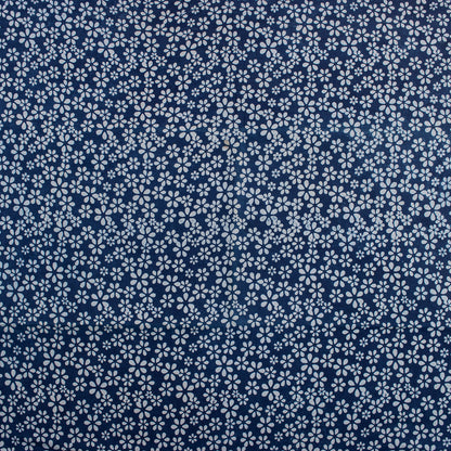Indigo Blue Floral Hand Block Printed Fabric by Yard