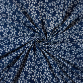 Indigo Blue Floral Hand Block Printed Fabric by Yard