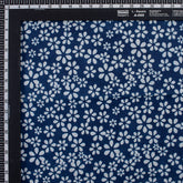 Indigo Blue Floral Hand Block Printed Fabric by Yard