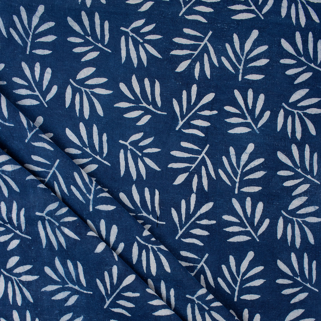 Indian Leaf Block Print Indigo Blue Fabric Online