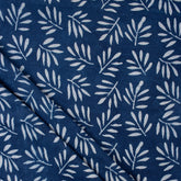 Indian Leaf Block Print Indigo Blue Fabric Online