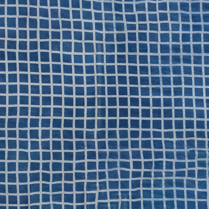 Check Hand Block Printed Organic Cotton Fabric