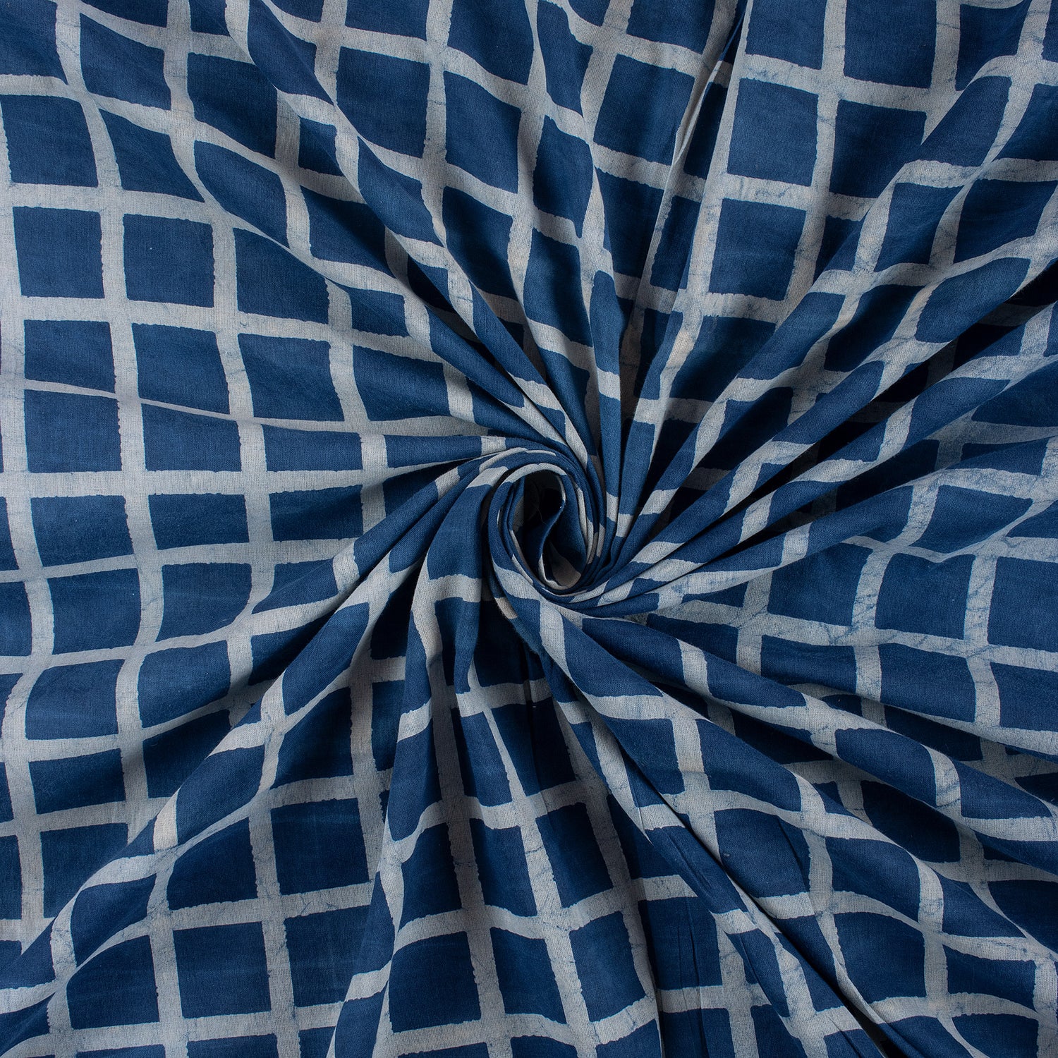 Check Hand Block Printed Organic Cotton Fabric