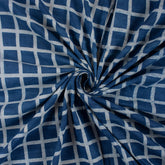 Check Hand Block Printed Organic Cotton Fabric