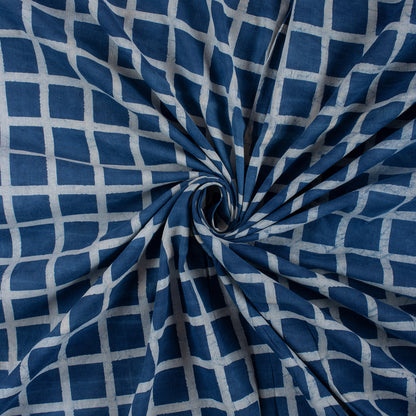 Check Hand Block Printed Organic Cotton Fabric