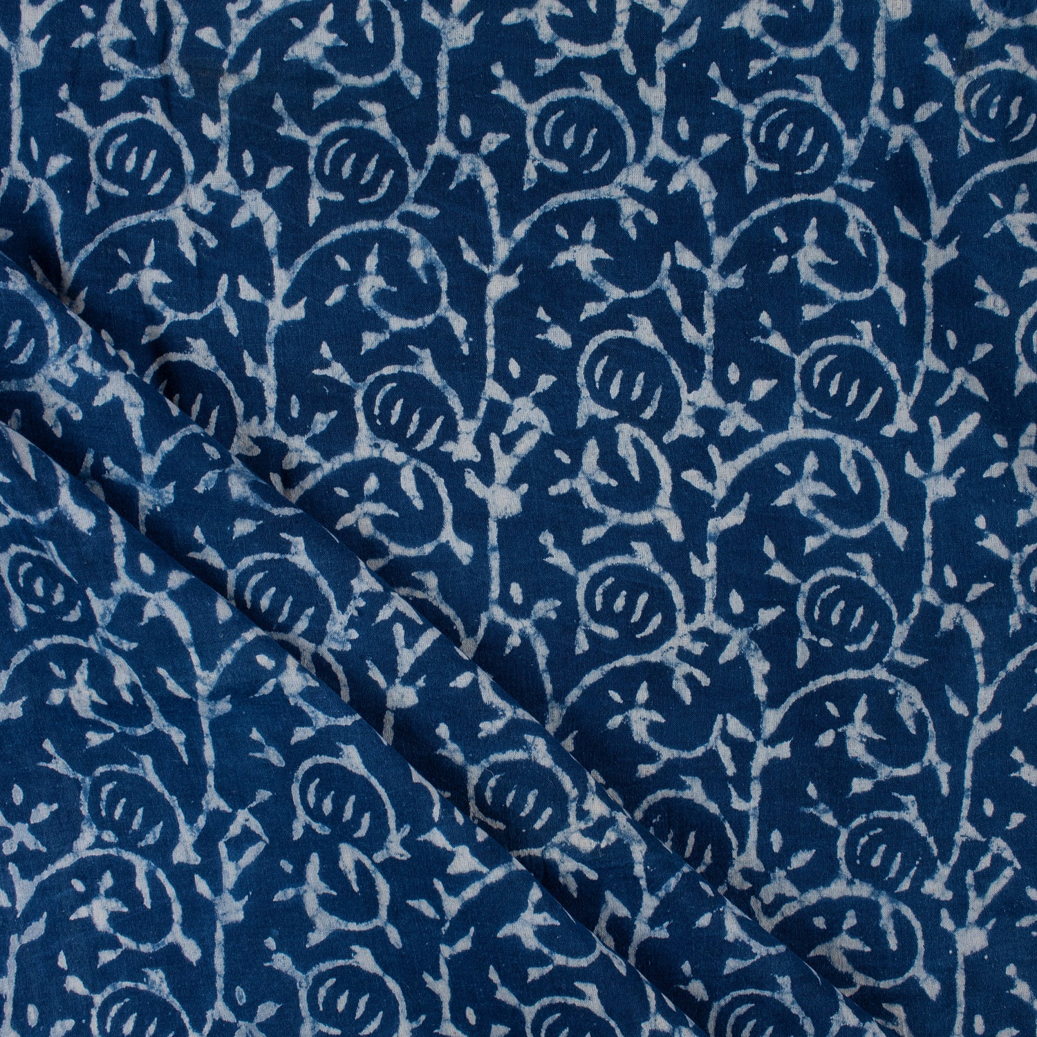 Indigo Blue Hand Block Printed Indian Cotton Fabric