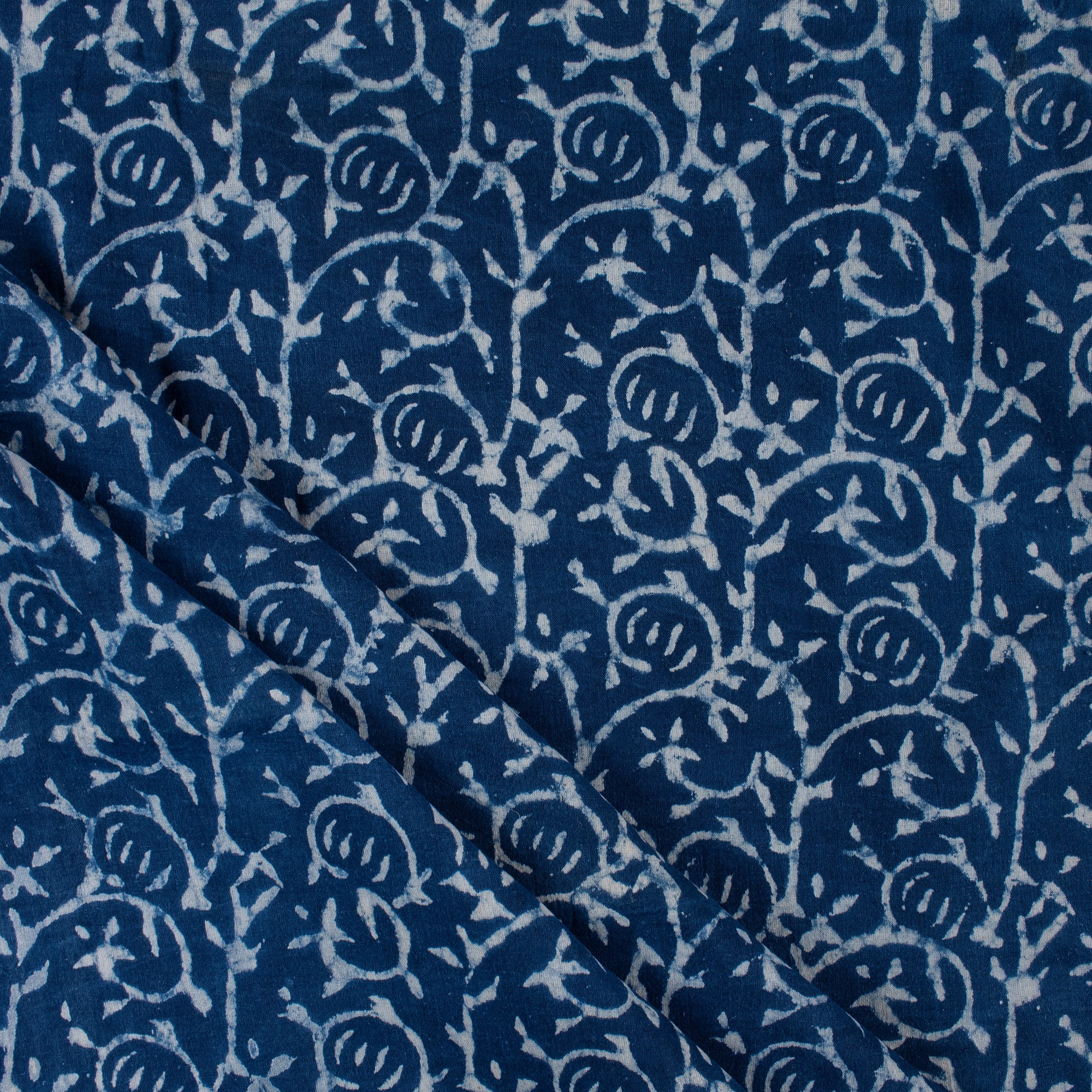 Indigo Blue Hand Block Printed Indian Cotton Fabric