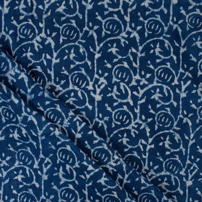 Indigo Blue Hand Block Printed Indian Cotton Fabric